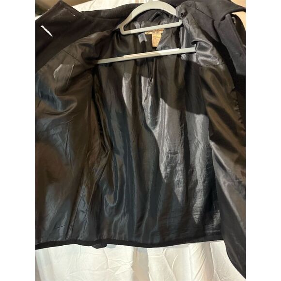 Paris Blues Y2K Black Pea Coat Size L Wool Blend Button Belted Removable Hood - Picture 7 of 9